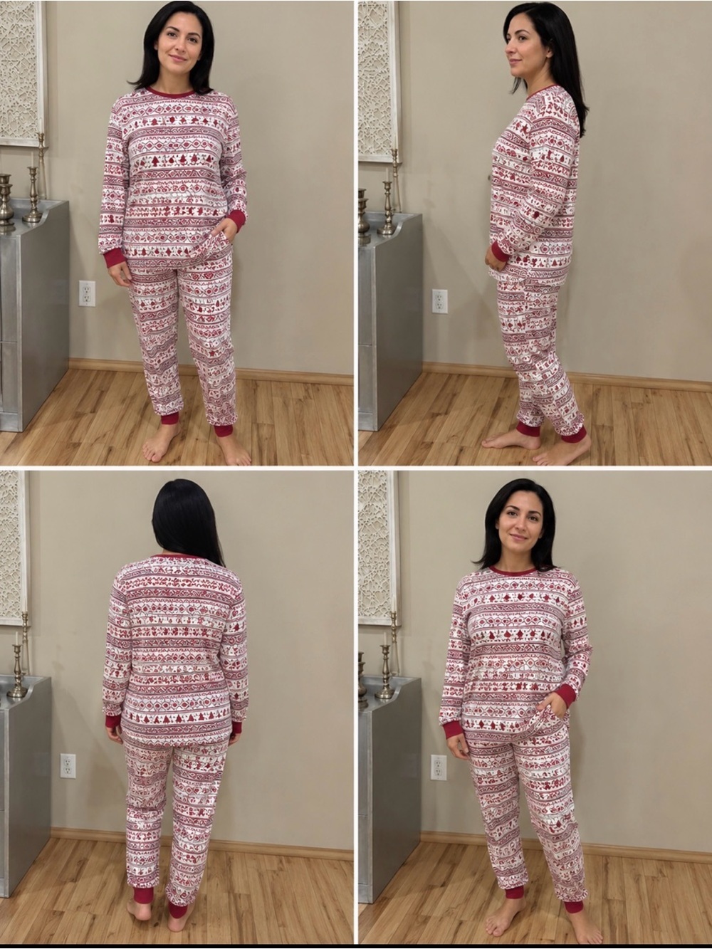 Place Red & Cream Fair Isle Pajama Top